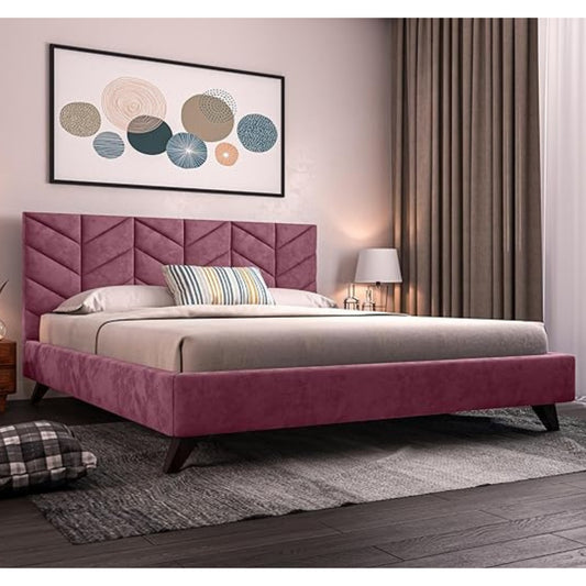Furwood Upholstered Platform Modern Bed | King Size Bed, Queen Size Bed | 2 Years Warranty | Bedroom Furniture